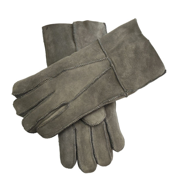 Infinity Leather Unisex Grey Sheepskin Suede Gloves with Roll Up/Down Cuff