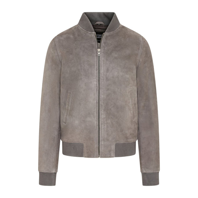 Mens Grey Goat Suede MA-1 Bomber Jacket-Auckland