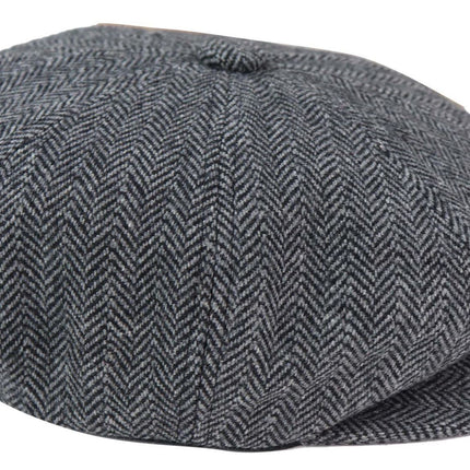 Mens Peaky Blinders Tweed Gatsby Flat Baker Hat With Razor Blade