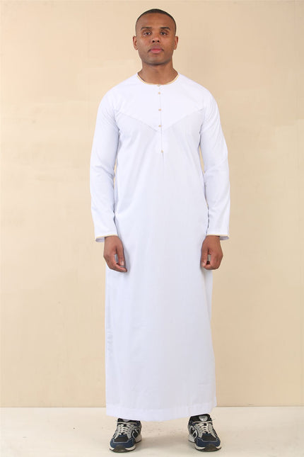Men's Omani Eid White Thobe  Saudi Emirati Jubba Robe