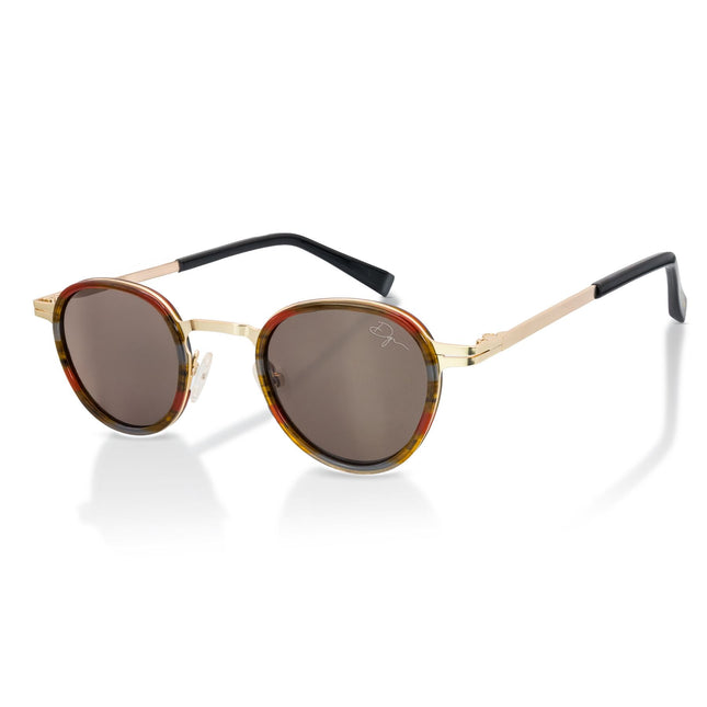 De-Gamme Gold Retro Round Polarized Sunglasses - Paris