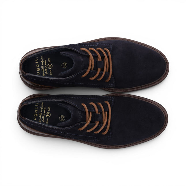 Bugatti Mens Navy Blue Suede Leather Lace-up Desert Ankle Boots - Lota
