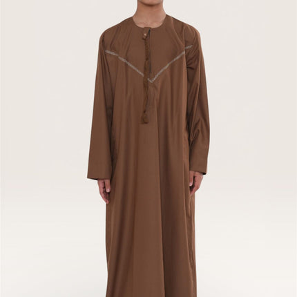 Kids Boys Eid Camel Brown Moroccan Thobe Robe Djellaba Ramadan Eid Jubba- K-HM10