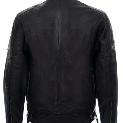 Mens Racing Leather Biker Jacket-Portland