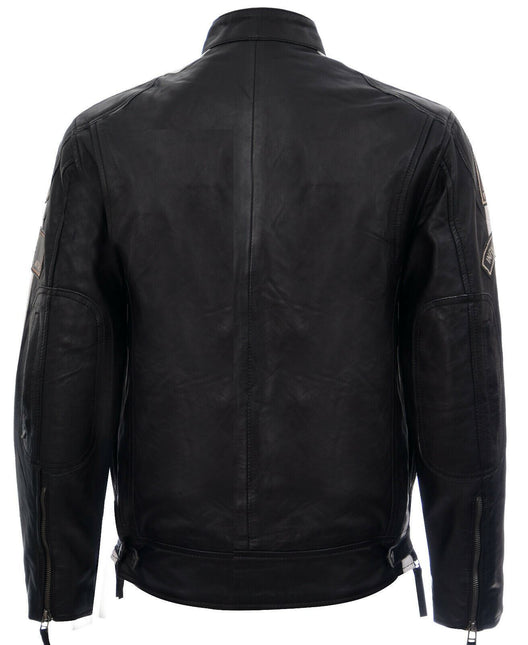 Mens Racing Leather Biker Jacket-Portland